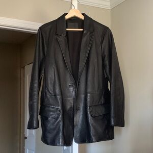 All Saints Black Leather Blazer